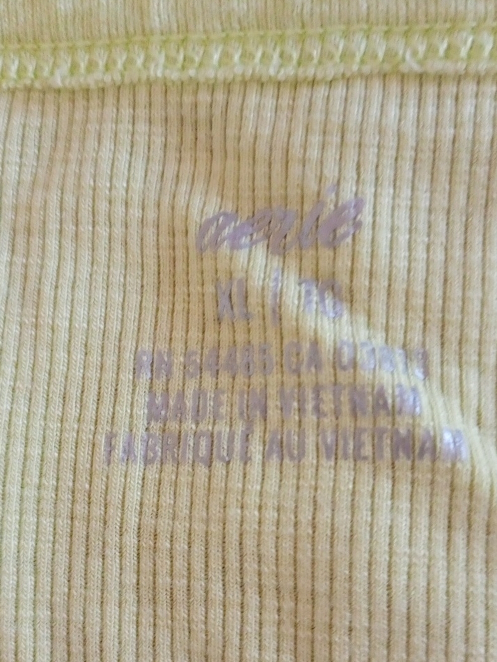 Very Bright Yellow Green Ribbed Tank Top Interior Tag By Aerie XL